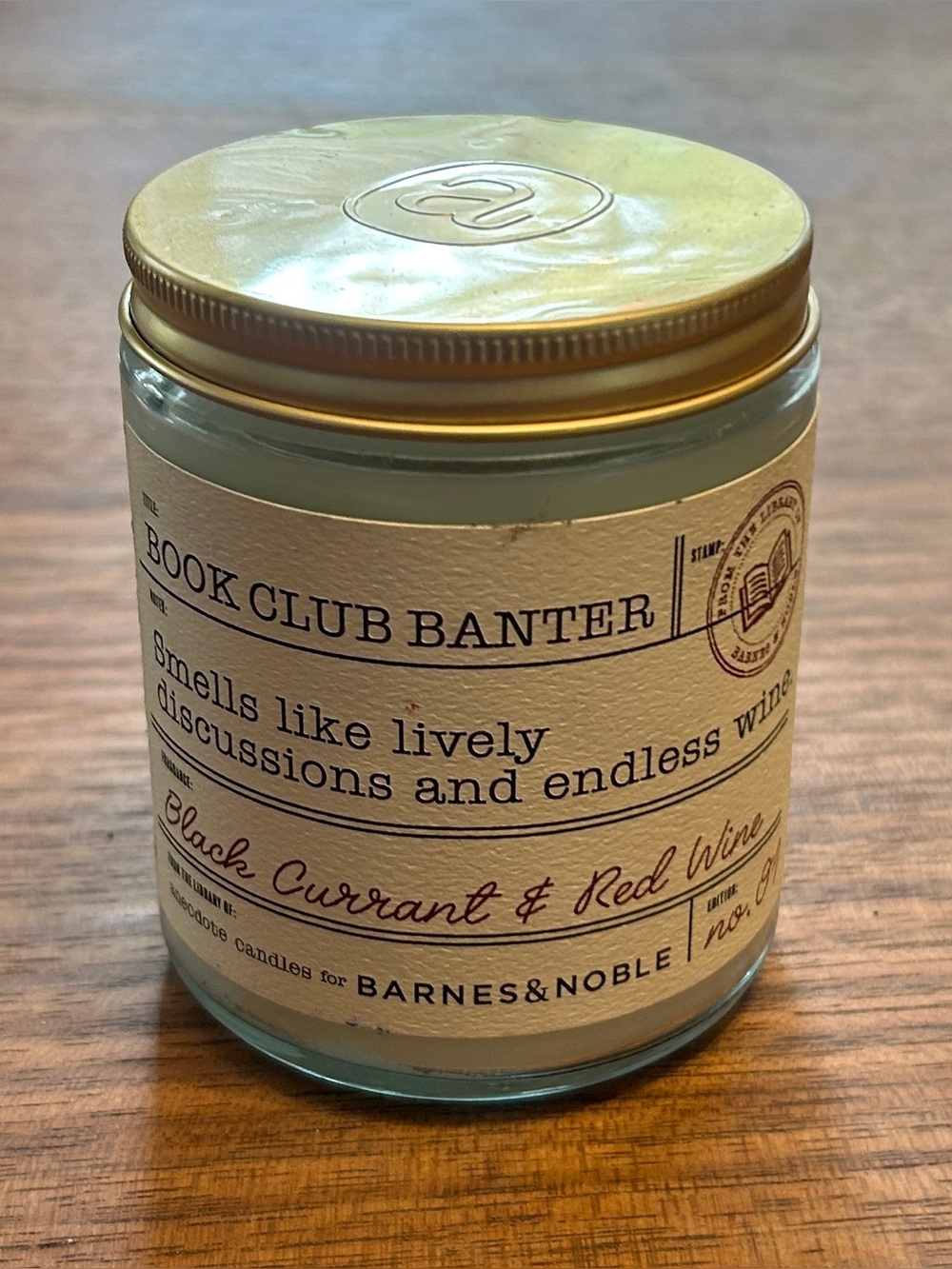 Anecdote Candles Barnes & Noble Book Club Banter Black Current & Red Wine New